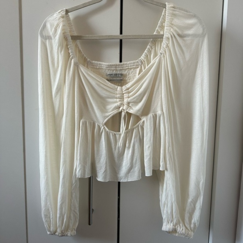 Urban Outfitters UO Violet Bishop Sleeve Flowy Cutout Blouse